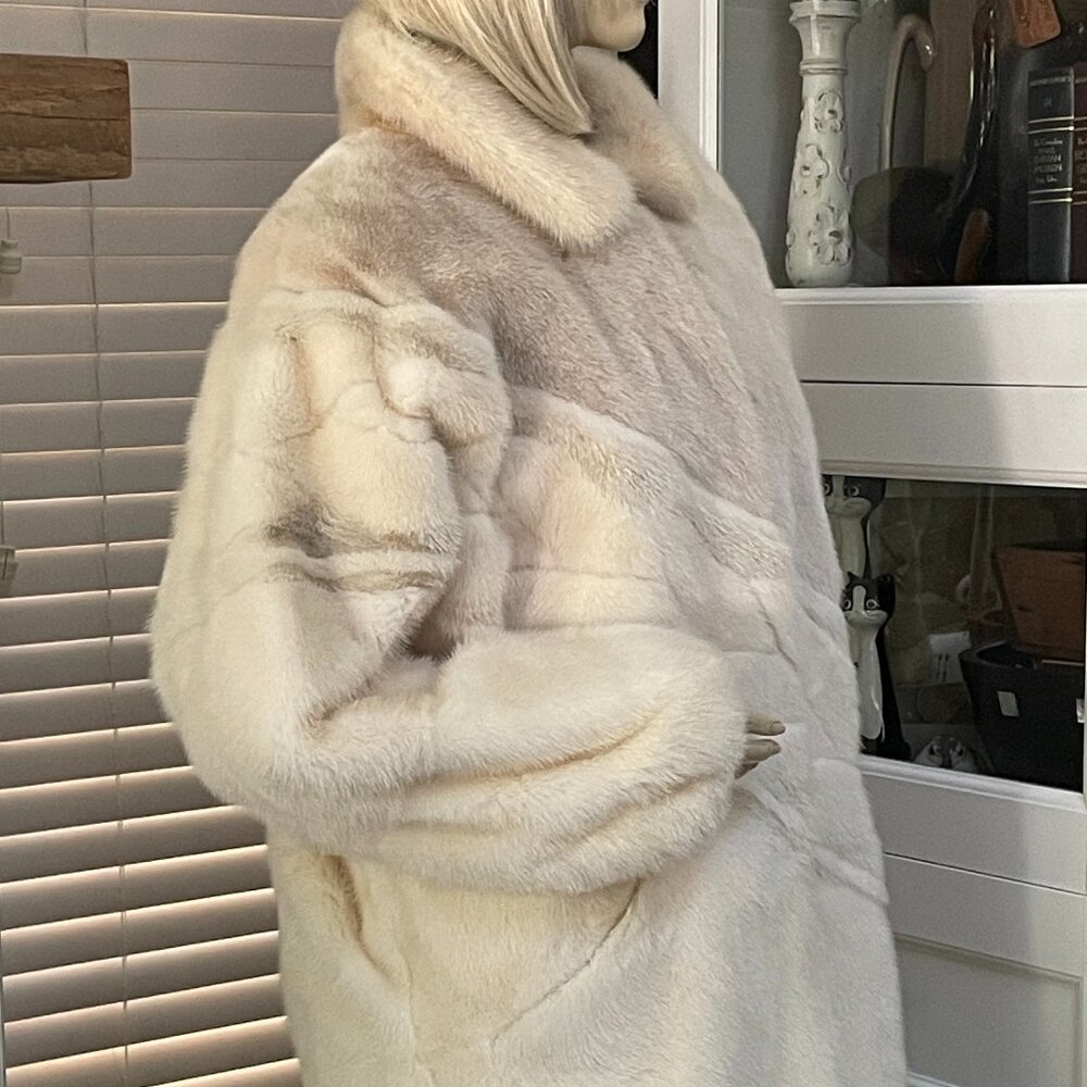 Women Beautiful Shadow Authentic Mink Fur 3/4 Coat Sz 10-12 - Picture 5 of 9